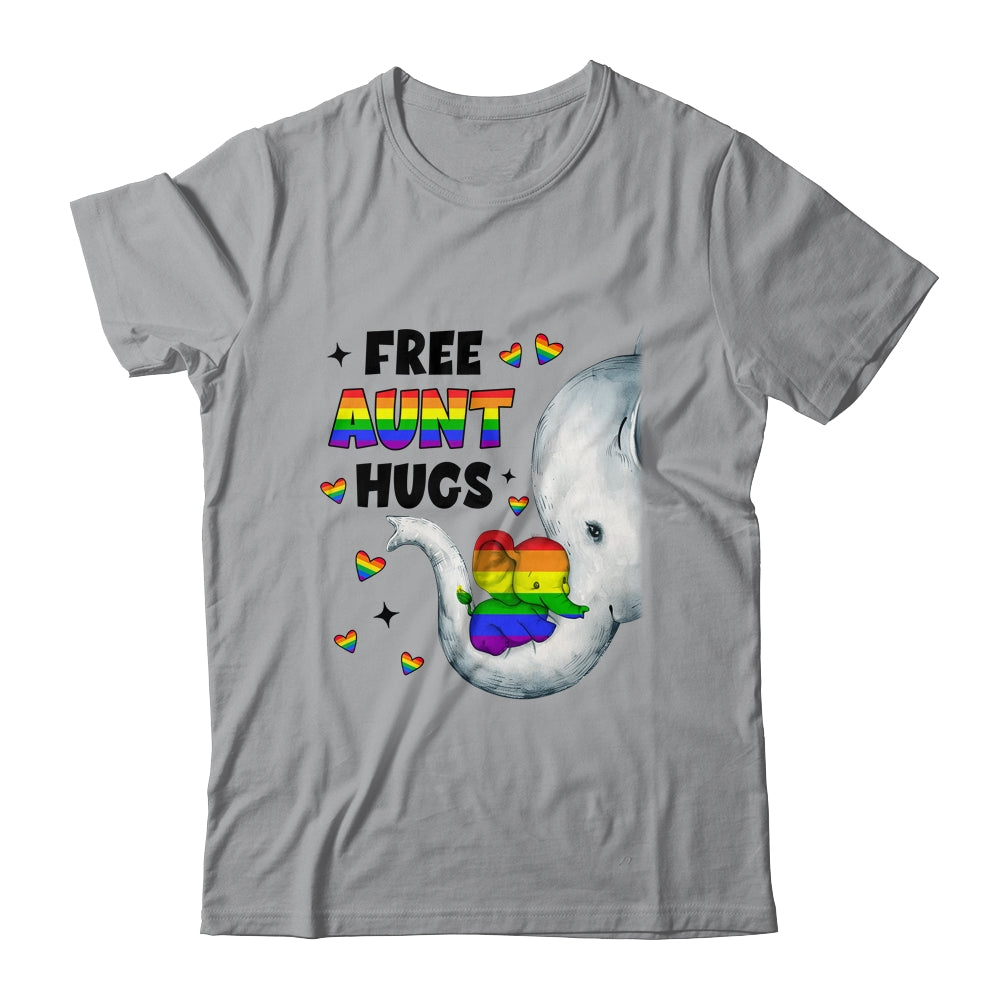 Free Aunt Hugs Rainbow Elephant LGBT Pride Month Shirt & Tank Top | siriusteestore
