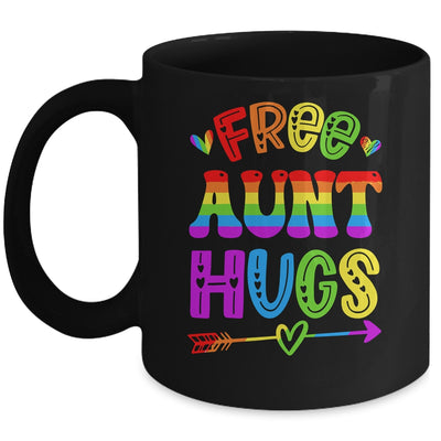 Free Aunt Hugs Rainbow LGBT Lesbian Gay Pride Trans Retro Mug | siriusteestore