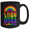 Free Aunt Hugs Rainbow LGBT Lesbian Gay Trans Pride Groovy Mug | siriusteestore