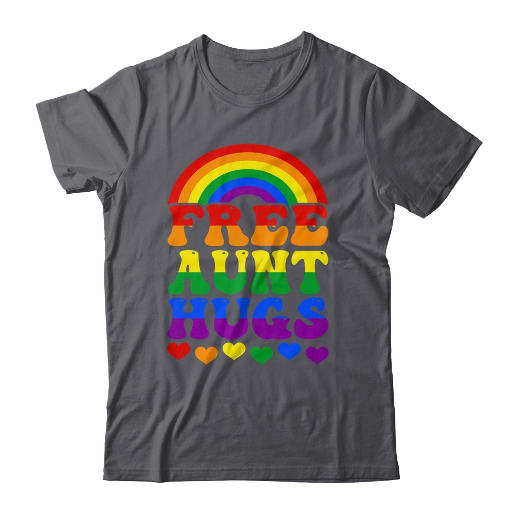 Free Aunt Hugs Rainbow LGBT Lesbian Gay Trans Pride Groovy Shirt & Tank Top | siriusteestore