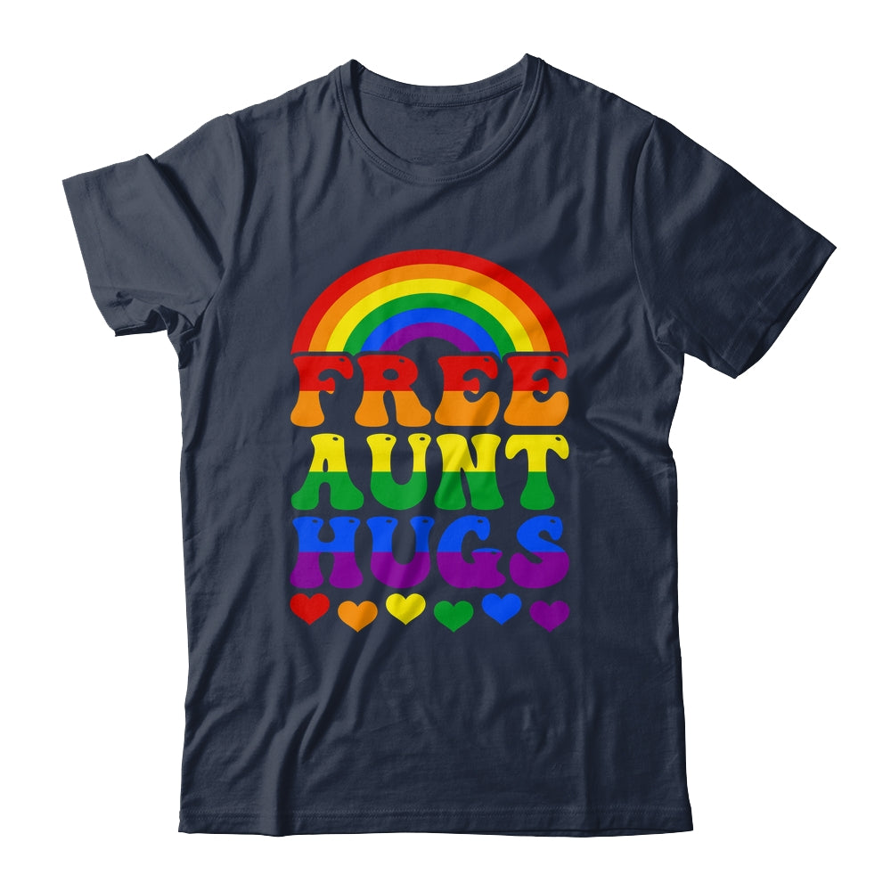 Free Aunt Hugs Rainbow LGBT Lesbian Gay Trans Pride Groovy Shirt & Tank Top | siriusteestore