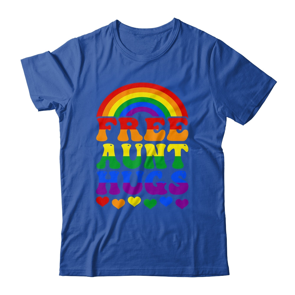 Free Aunt Hugs Rainbow LGBT Lesbian Gay Trans Pride Groovy Shirt & Tank Top | siriusteestore