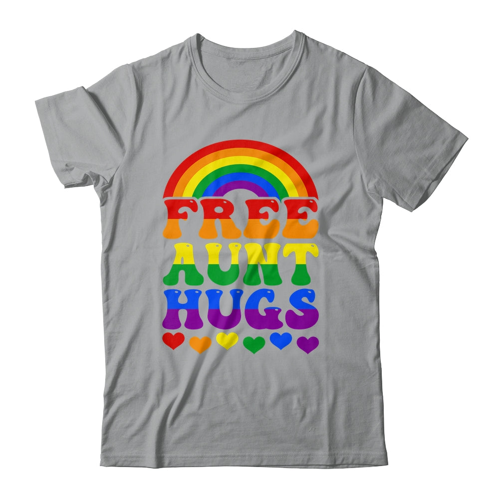 Free Aunt Hugs Rainbow LGBT Lesbian Gay Trans Pride Groovy Shirt & Tank Top | siriusteestore