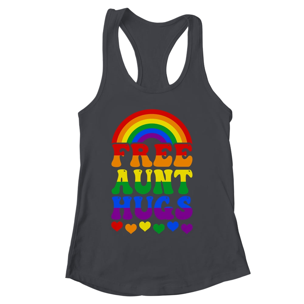 Free Aunt Hugs Rainbow LGBT Lesbian Gay Trans Pride Groovy Shirt & Tank Top | siriusteestore