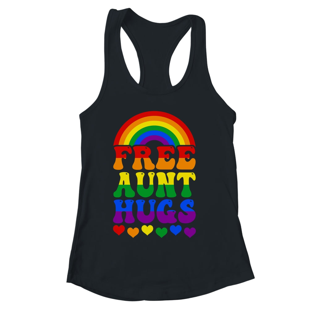 Free Aunt Hugs Rainbow LGBT Lesbian Gay Trans Pride Groovy Shirt & Tank Top | siriusteestore