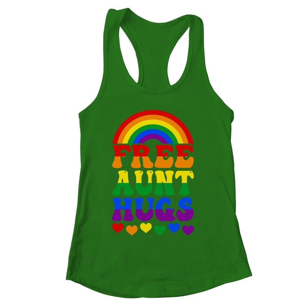 Free Aunt Hugs Rainbow LGBT Lesbian Gay Trans Pride Groovy Shirt & Tank Top | siriusteestore