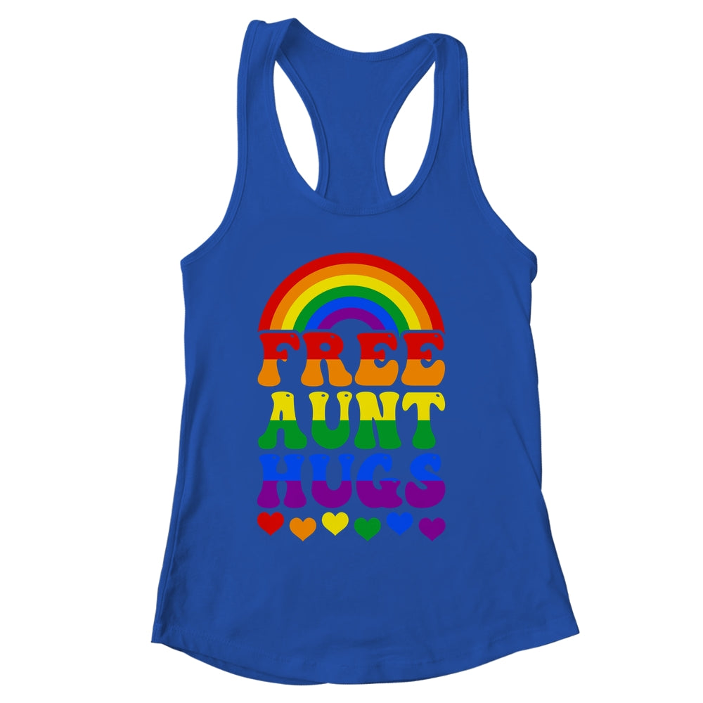 Free Aunt Hugs Rainbow LGBT Lesbian Gay Trans Pride Groovy Shirt & Tank Top | siriusteestore