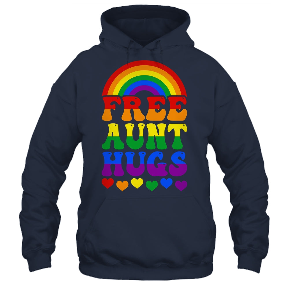 Free Aunt Hugs Rainbow LGBT Lesbian Gay Trans Pride Groovy Shirt & Tank Top | siriusteestore