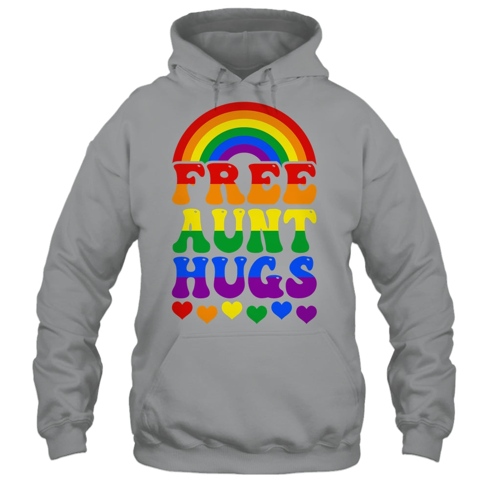 Free Aunt Hugs Rainbow LGBT Lesbian Gay Trans Pride Groovy Shirt & Tank Top | siriusteestore