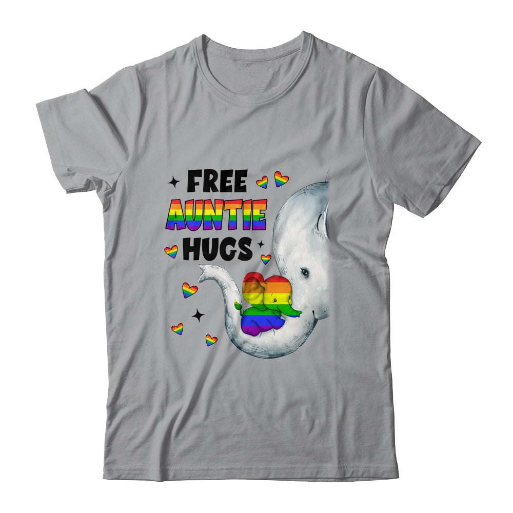 Free Auntie Hugs Rainbow Elephant LGBT Pride Month Shirt & Tank Top | siriusteestore