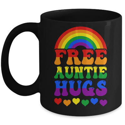 Free Auntie Hugs Rainbow LGBT Lesbian Gay Trans Pride Groovy Mug | siriusteestore