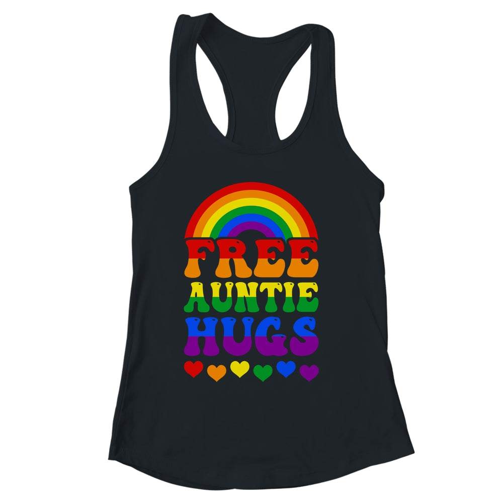 Free Auntie Hugs Rainbow LGBT Lesbian Gay Trans Pride Groovy Shirt & Tank Top | siriusteestore