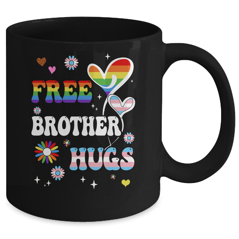 Free Brother Hugs LGBT Gay Pride Transgender Rainbow Flag Mug | siriusteestore