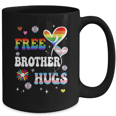Free Brother Hugs LGBT Gay Pride Transgender Rainbow Flag Mug | siriusteestore