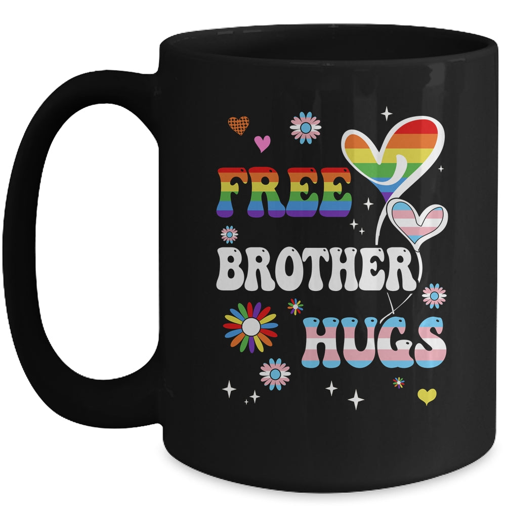 Free Brother Hugs LGBT Gay Pride Transgender Rainbow Flag Mug | siriusteestore