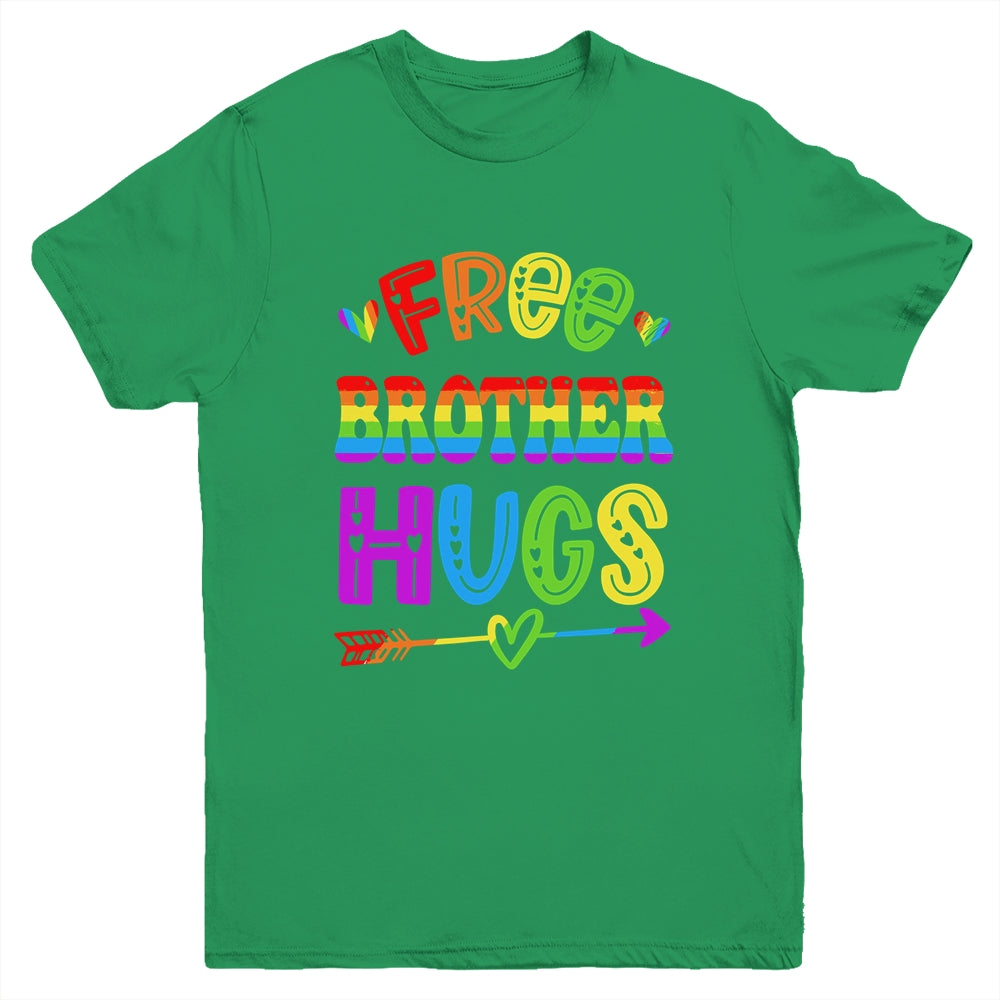 Free Brother Hugs Rainbow LGBT Lesbian Gay Pride Trans Retro Youth Shirt | siriusteestore
