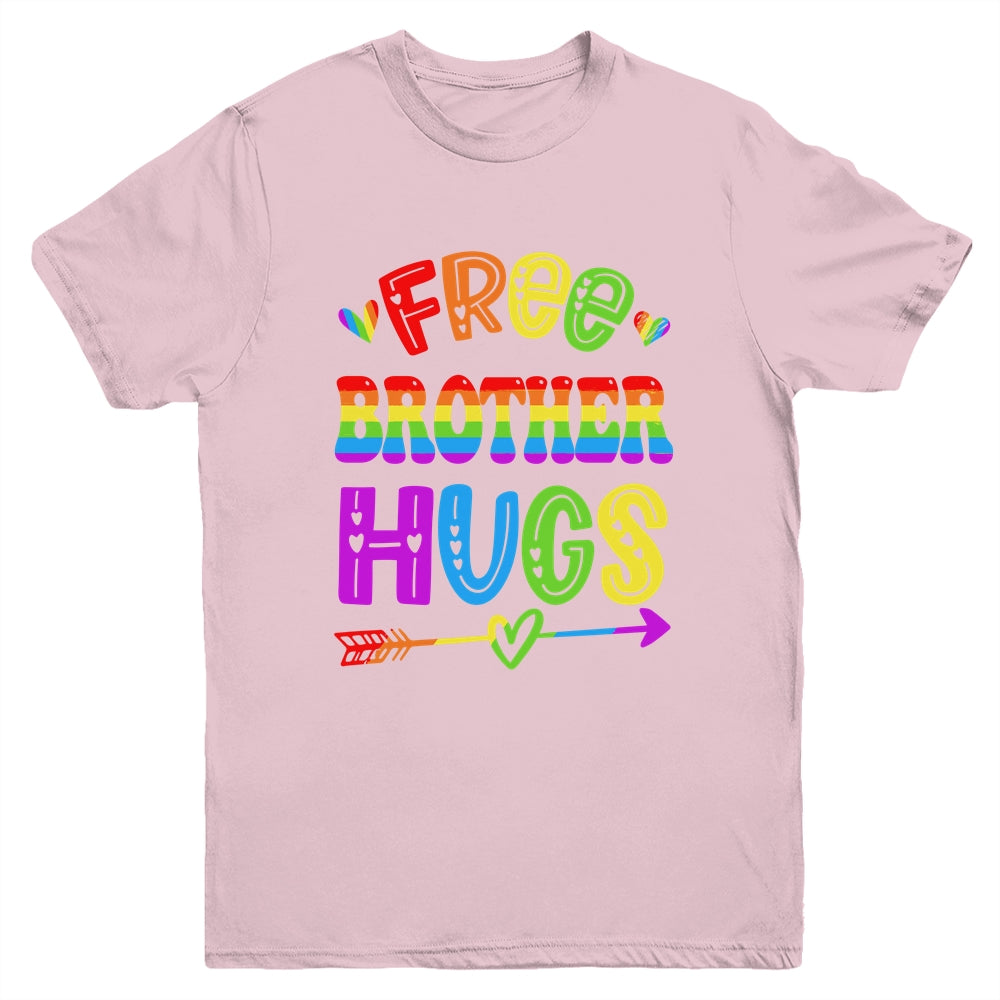 Free Brother Hugs Rainbow LGBT Lesbian Gay Pride Trans Retro Youth Shirt | siriusteestore
