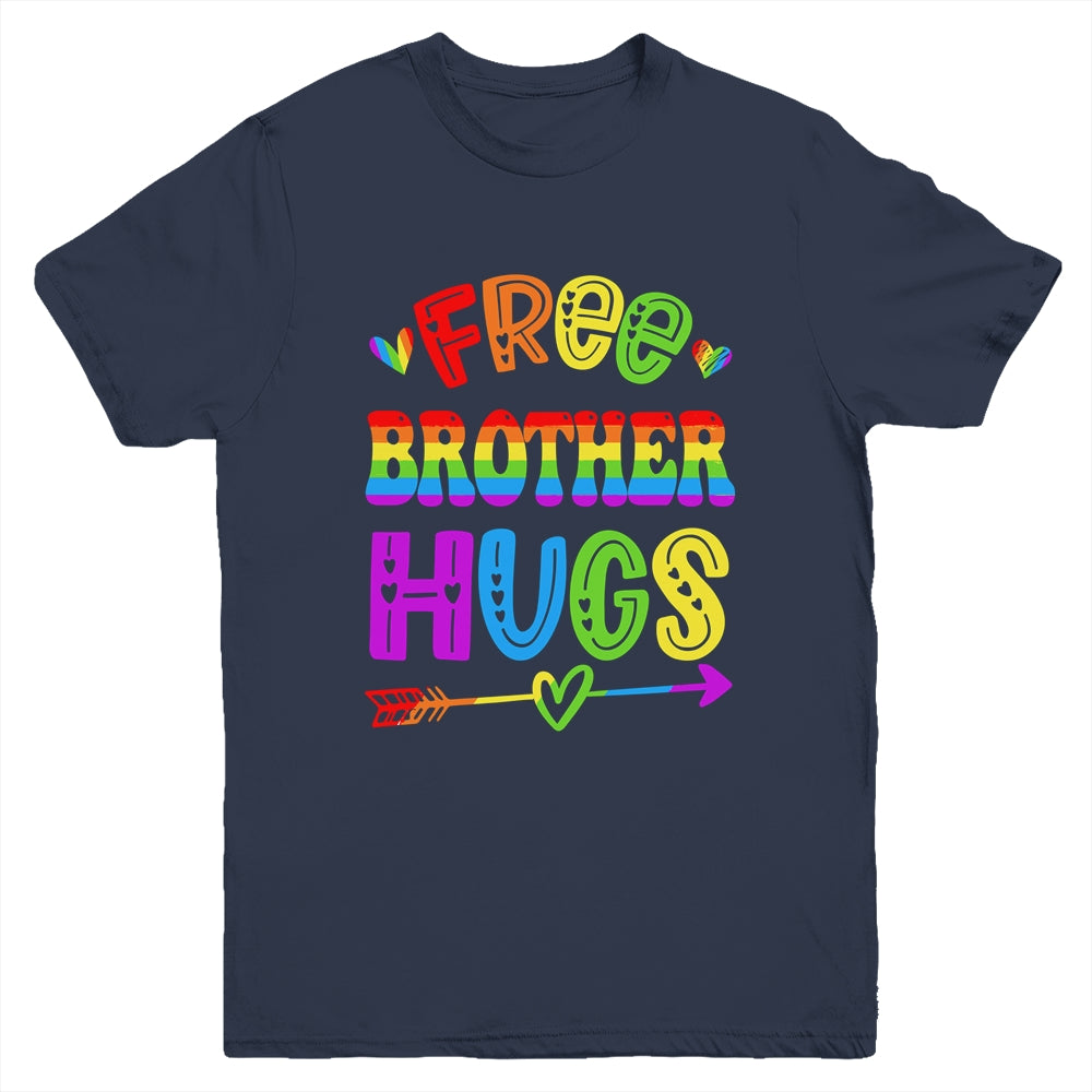 Free Brother Hugs Rainbow LGBT Lesbian Gay Pride Trans Retro Youth Shirt | siriusteestore