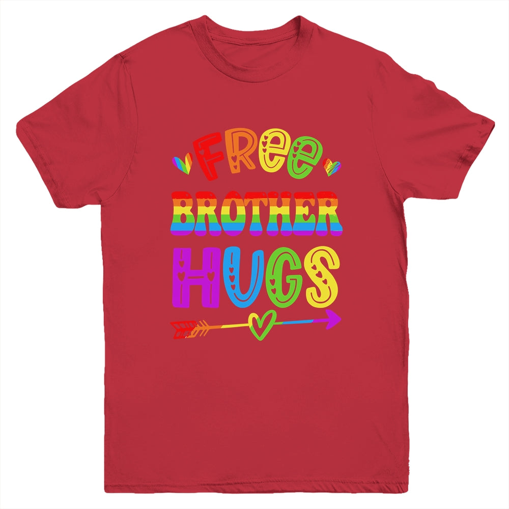 Free Brother Hugs Rainbow LGBT Lesbian Gay Pride Trans Retro Youth Shirt | siriusteestore