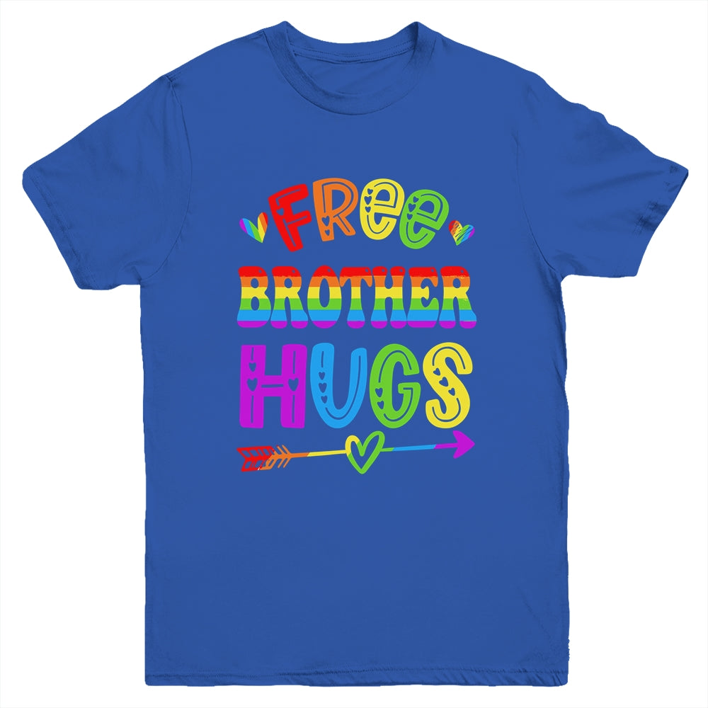 Free Brother Hugs Rainbow LGBT Lesbian Gay Pride Trans Retro Youth Shirt | siriusteestore
