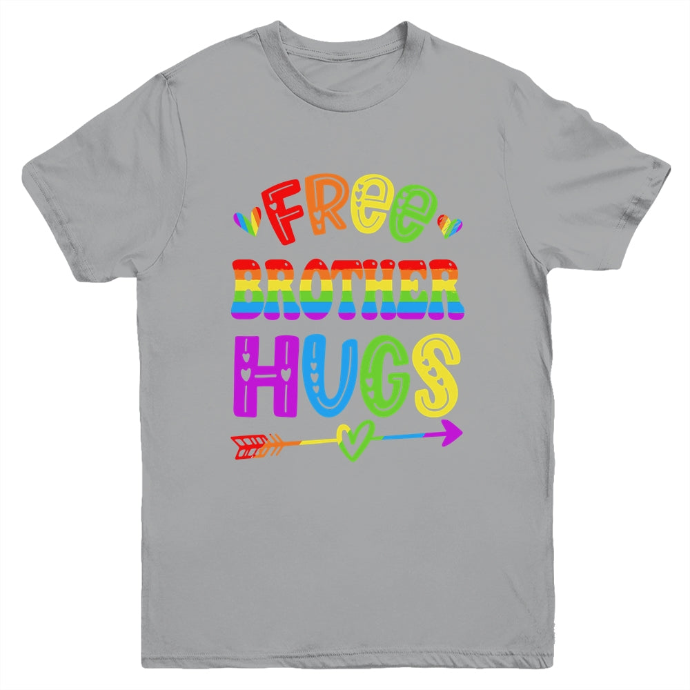 Free Brother Hugs Rainbow LGBT Lesbian Gay Pride Trans Retro Youth Shirt | siriusteestore