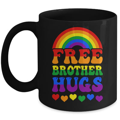 Free Brother Hugs Rainbow LGBT Lesbian Gay Trans Groovy Mug | siriusteestore