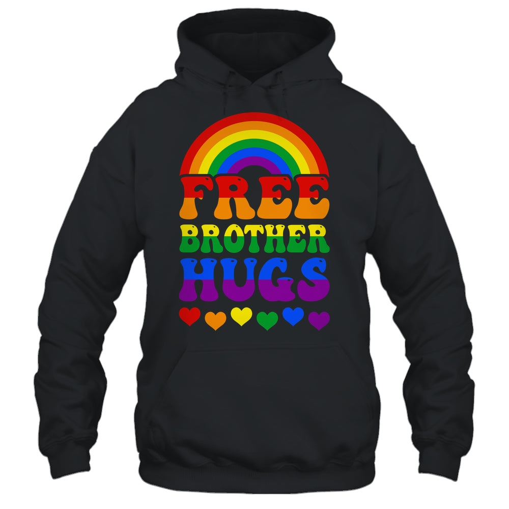 Free Brother Hugs Rainbow LGBT Lesbian Gay Trans Groovy Shirt & Hoodie | siriusteestore