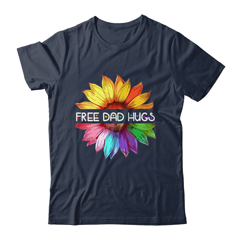 Free Dad Hugs LGBTQ LGBT Pride Daisy Rainbow Flower Shirt & Tank Top | siriusteestore