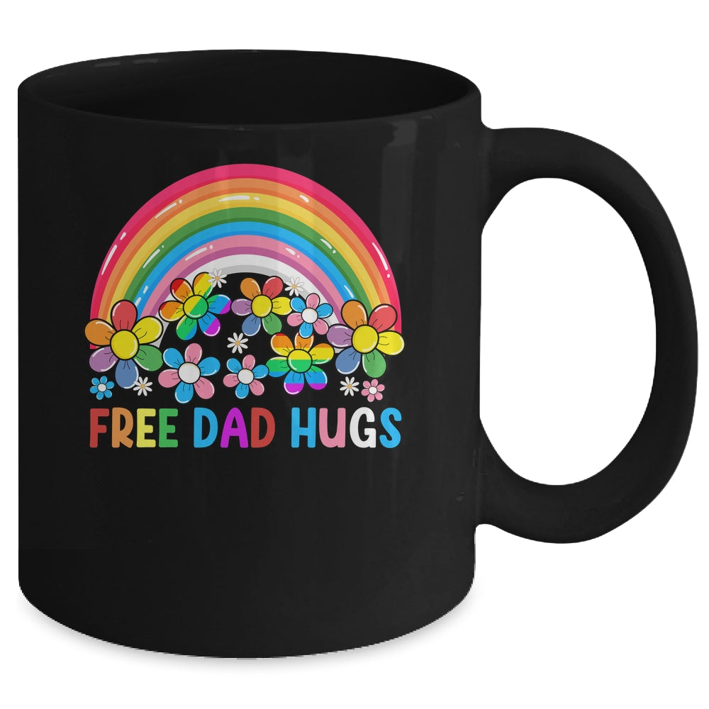Free Dad Hugs LGBT Gay Lesbian Transgender Pride Rainbow Mug | siriusteestore