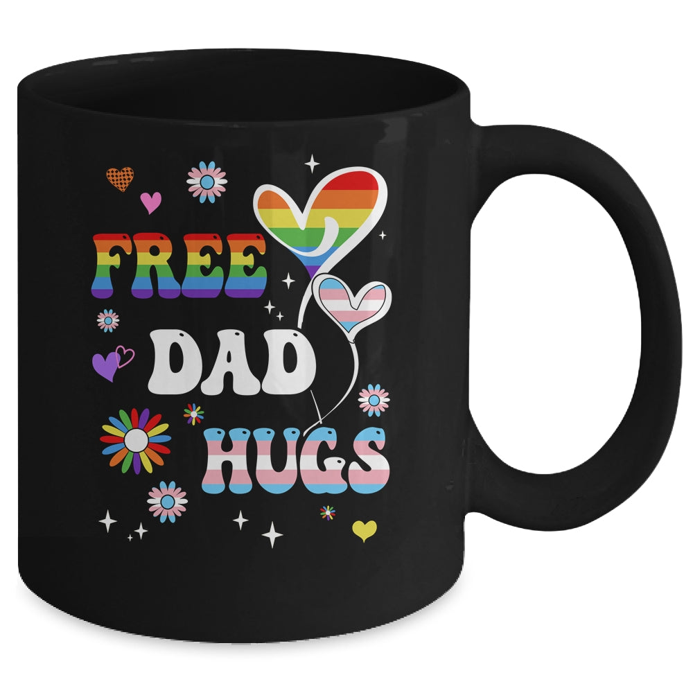 Free Dad Hugs LGBT Gay Pride Transgender Rainbow Flag Mug | siriusteestore