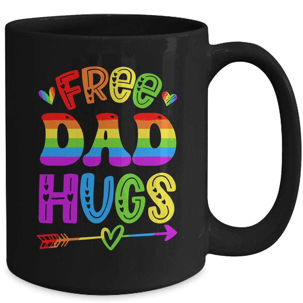Free Dad Hugs Rainbow LGBT Lesbian Gay Pride Trans Retro Mug | siriusteestore
