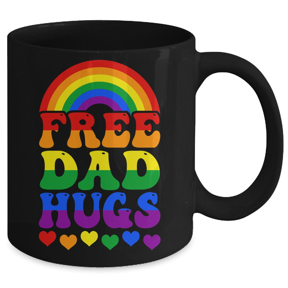 Free Dad Hugs Rainbow LGBT Lesbian Gay Trans Pride Groovy Mug | siriusteestore