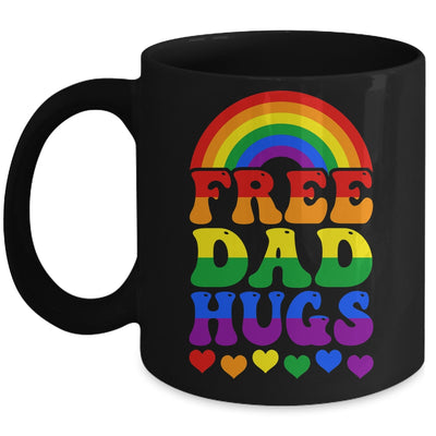 Free Dad Hugs Rainbow LGBT Lesbian Gay Trans Pride Groovy Mug | siriusteestore
