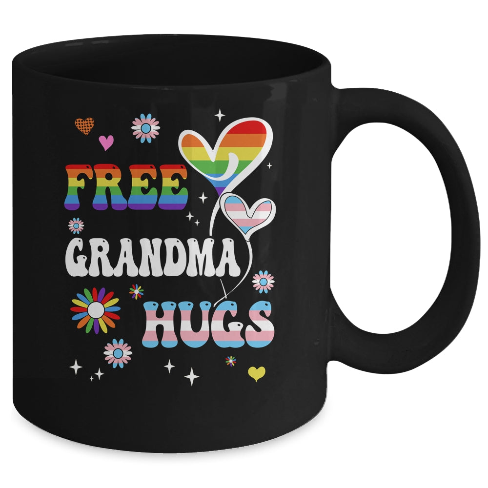 Free Grandma Hugs LGBT Gay Pride Transgender Rainbow Flag Mug | siriusteestore