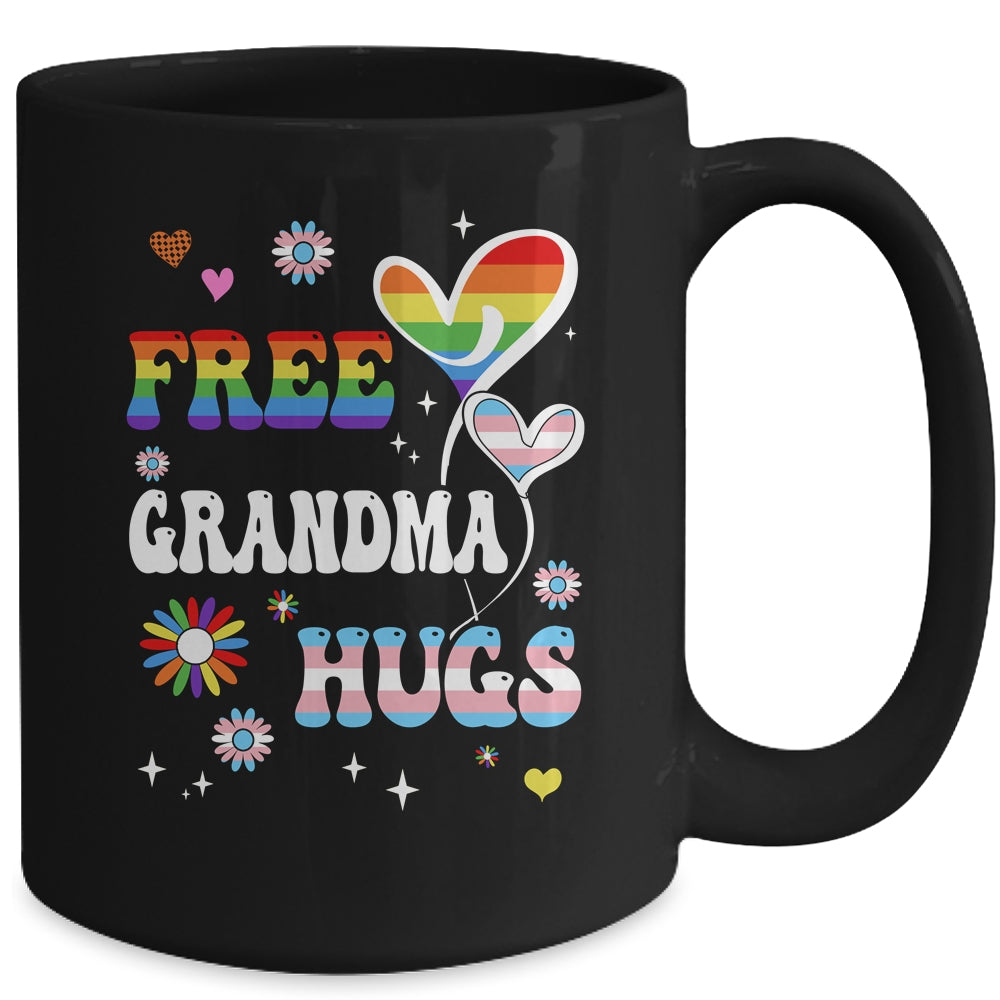 Free Grandma Hugs LGBT Gay Pride Transgender Rainbow Flag Mug | siriusteestore