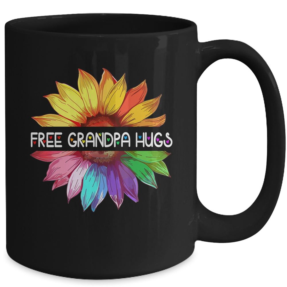 Free Grandpa Hugs LGBTQ LGBT Pride Daisy Rainbow Flower Mug | siriusteestore