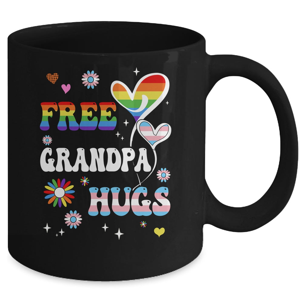 Free Grandpa Hugs LGBT Gay Pride Transgender Rainbow Flag Mug | siriusteestore