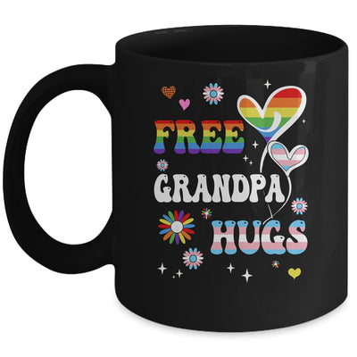 Free Grandpa Hugs LGBT Gay Pride Transgender Rainbow Flag Mug | siriusteestore