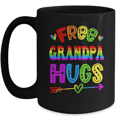 Free Grandpa Hugs Rainbow LGBT Lesbian Gay Pride Trans Retro Mug | siriusteestore