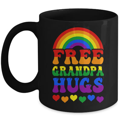 Free Grandpa Hugs Rainbow LGBT Lesbian Gay Trans Groovy Mug | siriusteestore