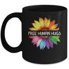 Free Human Hugs LGBTQ LGBT Pride Daisy Rainbow Flower Mug | siriusteestore