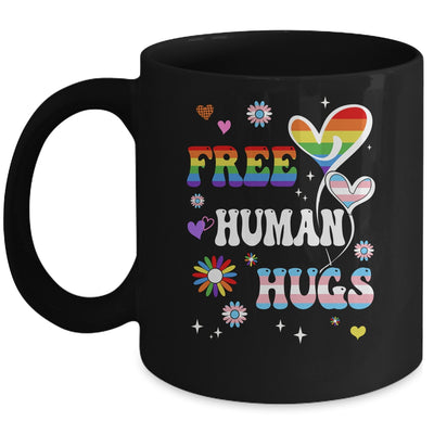 Free Human Hugs LGBT Gay Pride Transgender Rainbow Flag Mug | siriusteestore