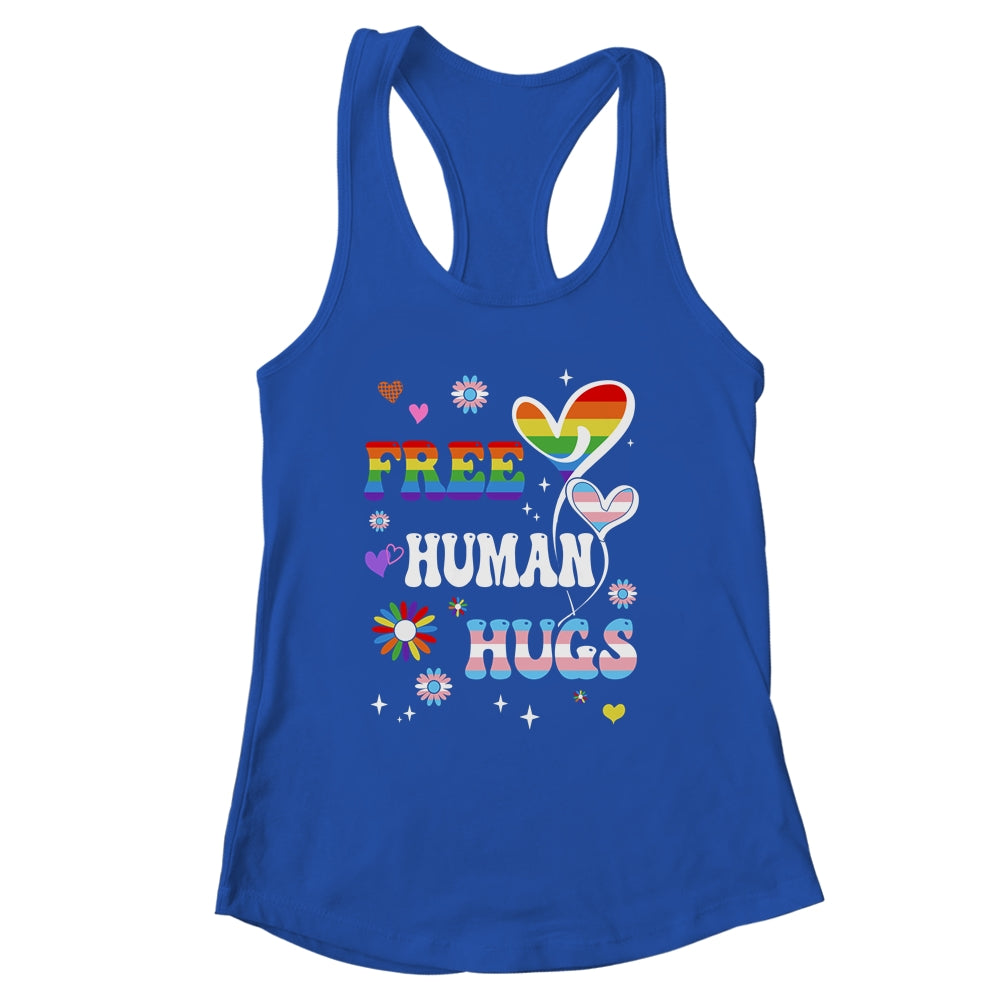 Free Human Hugs LGBT Gay Pride Transgender Rainbow Flag Shirt & Tank Top | siriusteestore