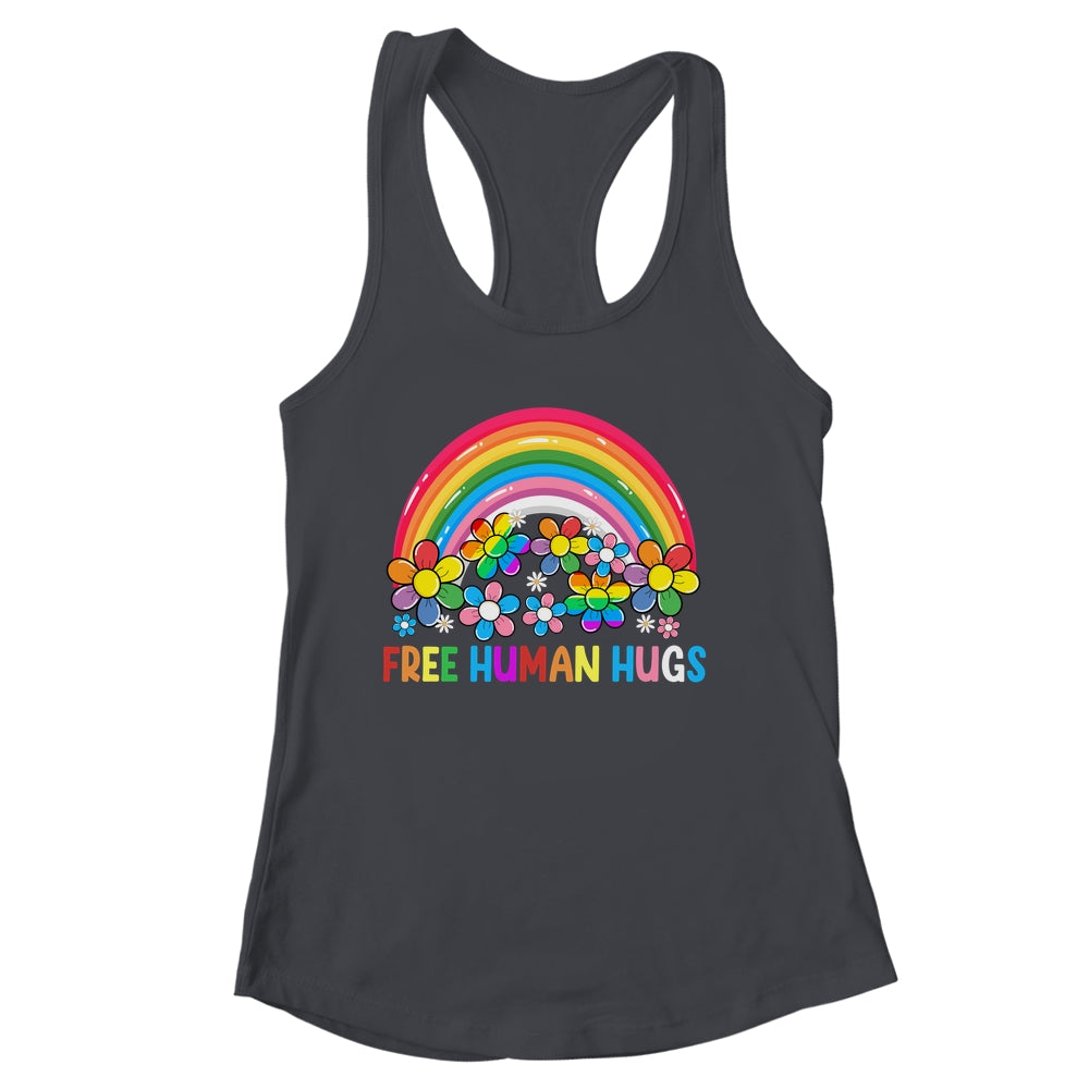 Free Human Hugs LGBT Pride LGBTQ Lesbian Gay Rainbow Shirt & Tank Top | siriusteestore