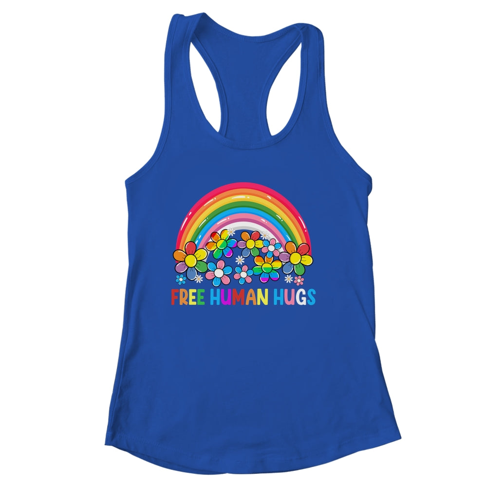 Free Human Hugs LGBT Pride LGBTQ Lesbian Gay Rainbow Shirt & Tank Top | siriusteestore
