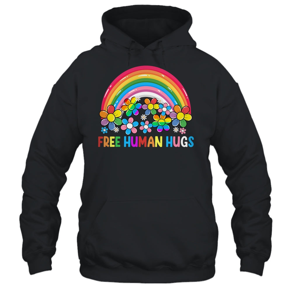 Free Human Hugs LGBT Pride LGBTQ Lesbian Gay Rainbow Shirt & Tank Top | siriusteestore