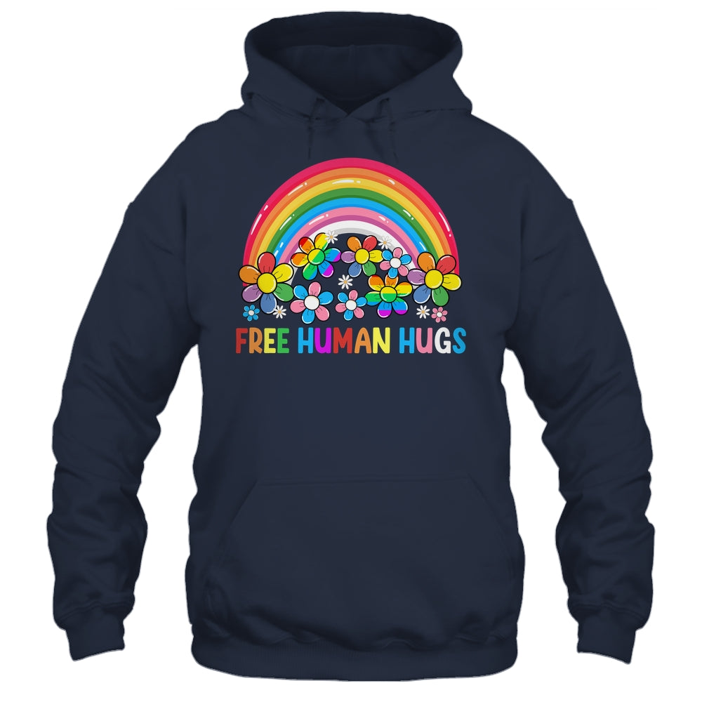 Free Human Hugs LGBT Pride LGBTQ Lesbian Gay Rainbow Shirt & Tank Top | siriusteestore