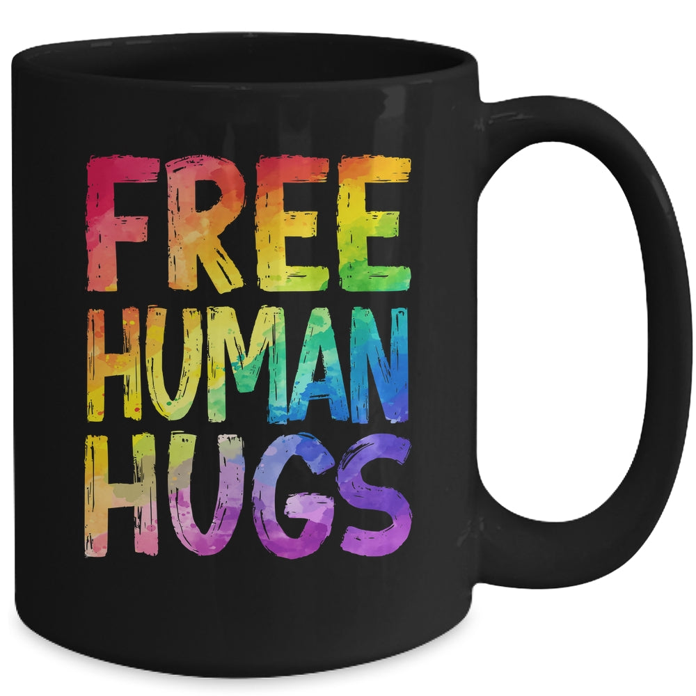 Free Human Hugs LGBT Pride LGBTQ Lesbian Gay Rainbow Women Men Mug | siriusteestore