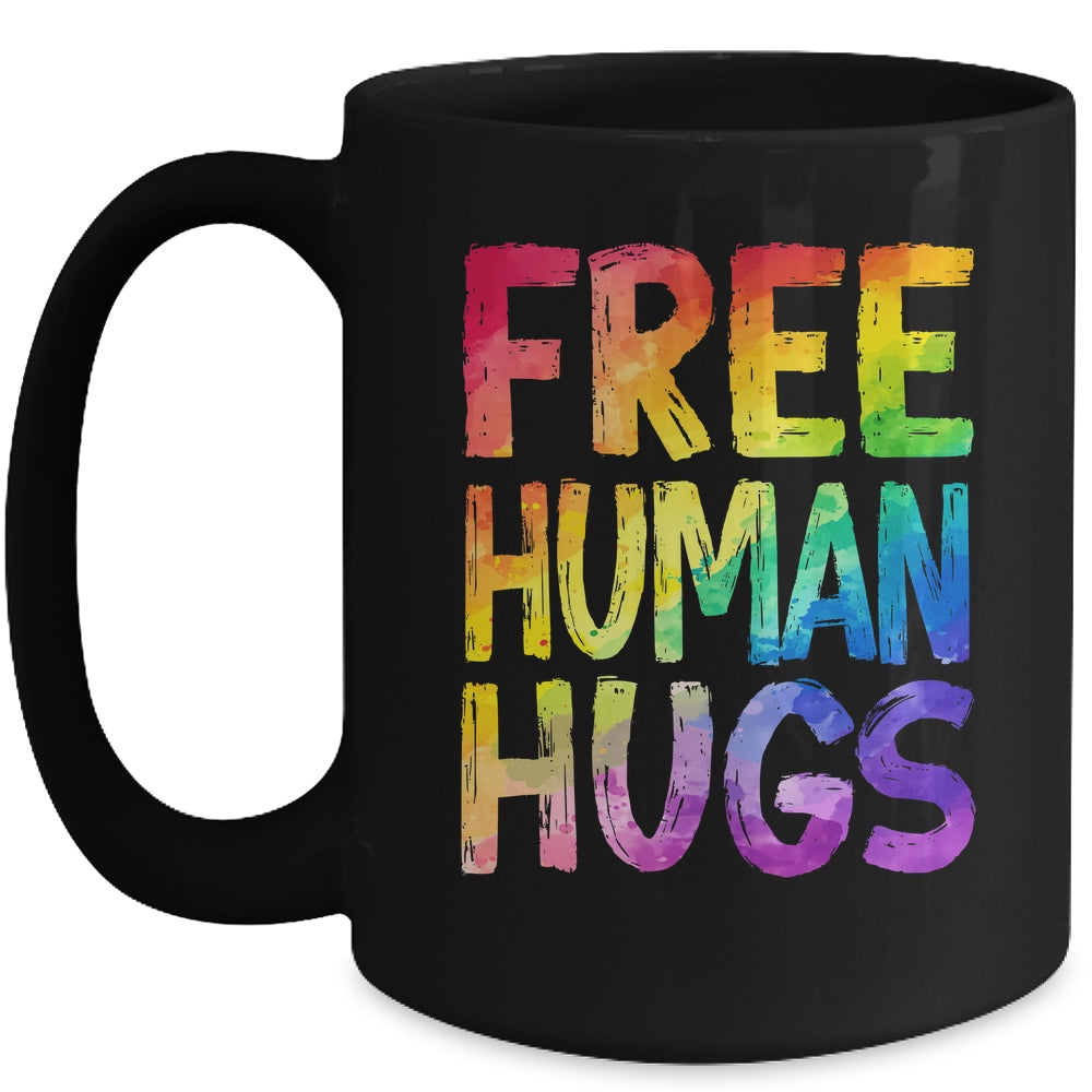 Free Human Hugs LGBT Pride LGBTQ Lesbian Gay Rainbow Women Men Mug | siriusteestore