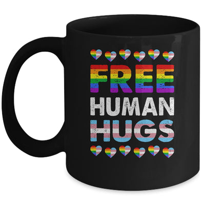 Free Human Hugs Rainbow LGBTQ Gay Pride Month Proud Ally Mug | siriusteestore